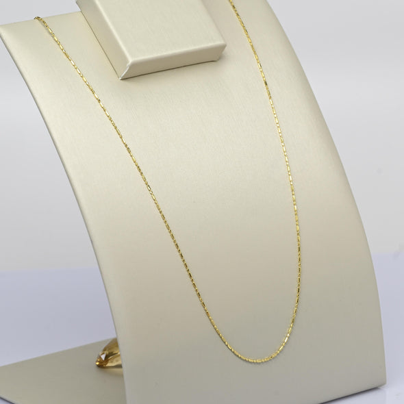 Vintage Alternating Bead Chain 20" 0.8mm 14K Yellow Gold Necklace