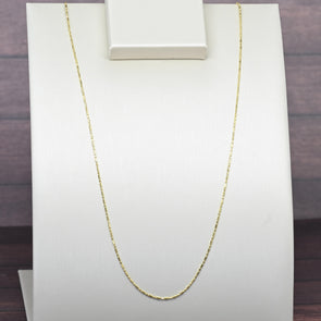 Vintage Alternating Bead Chain 20" 0.8mm 14K Yellow Gold Necklace