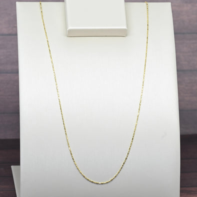 Vintage Alternating Bead Chain 20" 0.8mm 14K Yellow Gold Necklace