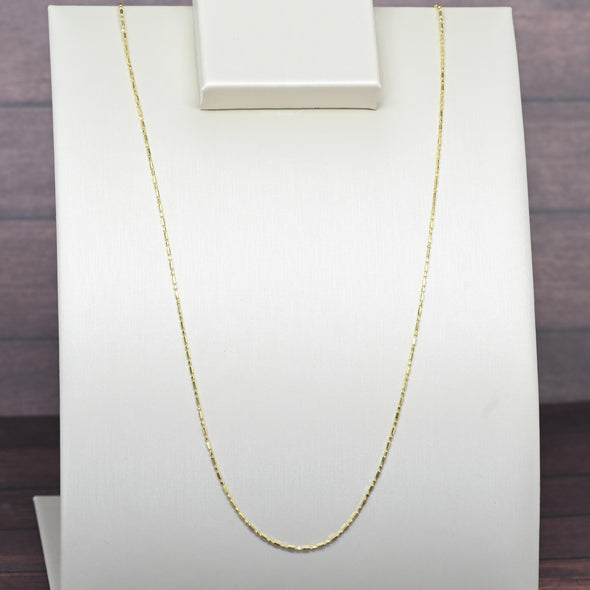 Vintage Alternating Bead Chain 20" 0.8mm 14K Yellow Gold Necklace