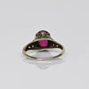 Art Deco Filigree Red Stone 14K White Gold Ring