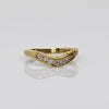 Diamond Contoured 14k Yellow Gold Band Vintage Inspired Engraved Wedding Ring