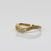 Diamond Contoured 14k Yellow Gold Band Vintage Inspired Engraved Wedding Ring