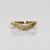 Diamond Contoured 14k Yellow Gold Band Vintage Inspired Engraved Wedding Ring