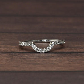 Contoured 1/4cttw Diamond Accent Wedding Band 14k White Gold Ring