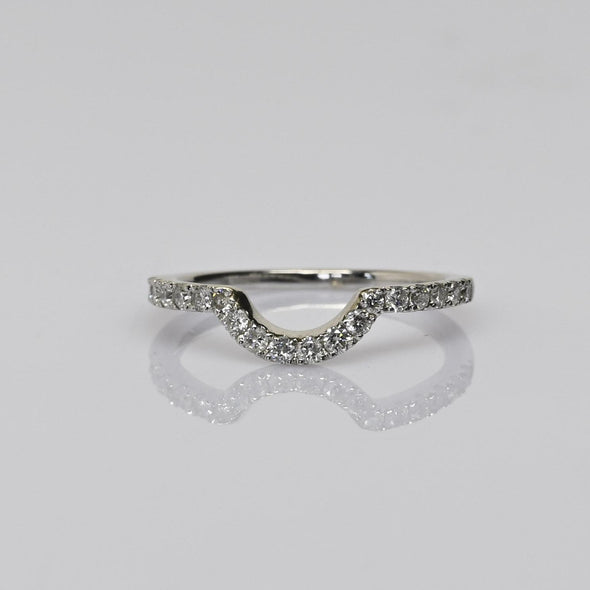 Contoured 1/4cttw Diamond Accent Wedding Band 14k White Gold Ring