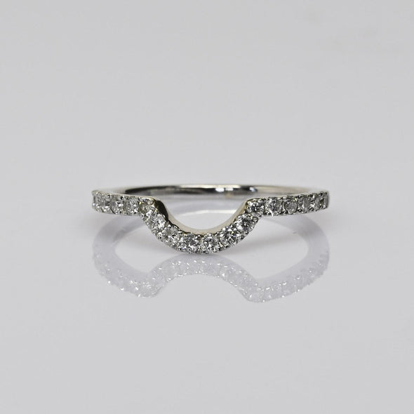 Contoured 1/4cttw Diamond Accent Wedding Band 14k White Gold Ring