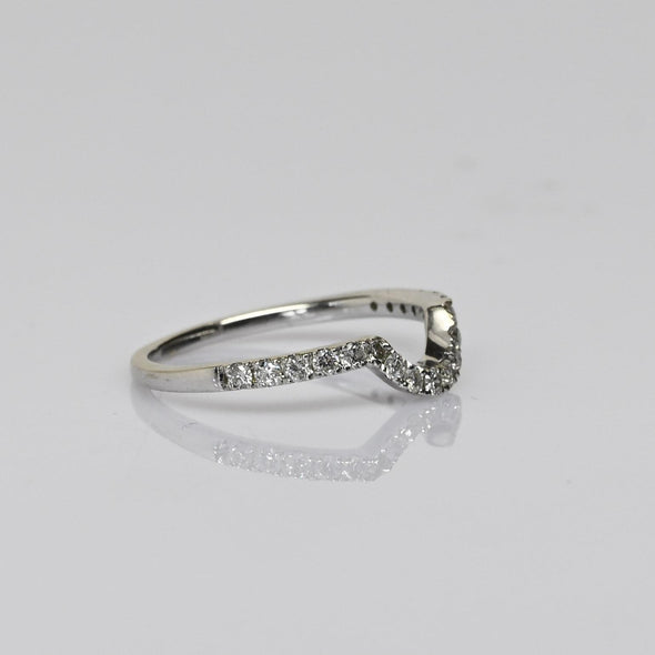 Contoured 1/4cttw Diamond Accent Wedding Band 14k White Gold Ring