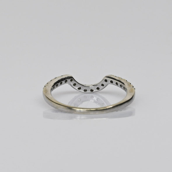 Contoured 1/4cttw Diamond Accent Wedding Band 14k White Gold Ring