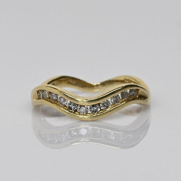Wavy Diamond Band 14k Yellow Gold Ring