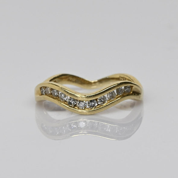 Wavy Diamond Band 14k Yellow Gold Ring