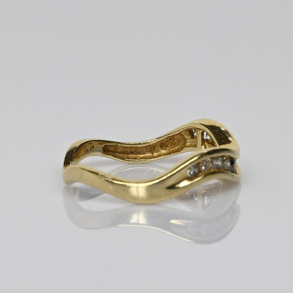 Wavy Diamond Band 14k Yellow Gold Ring