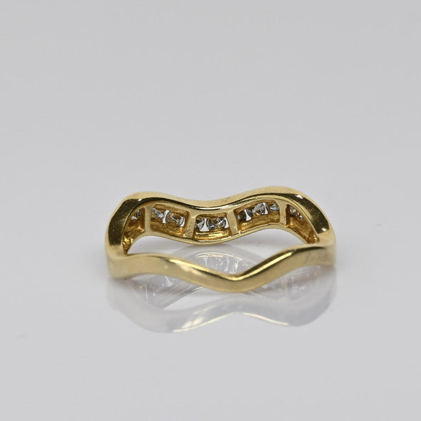 Wavy Diamond Band 14k Yellow Gold Ring
