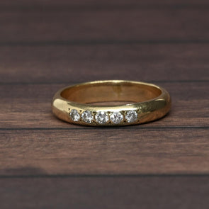 5 Diamond 3.75mm Band 14k Yellow Gold Ring