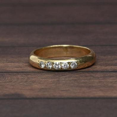 5 Diamond 3.75mm Band 14k Yellow Gold Ring