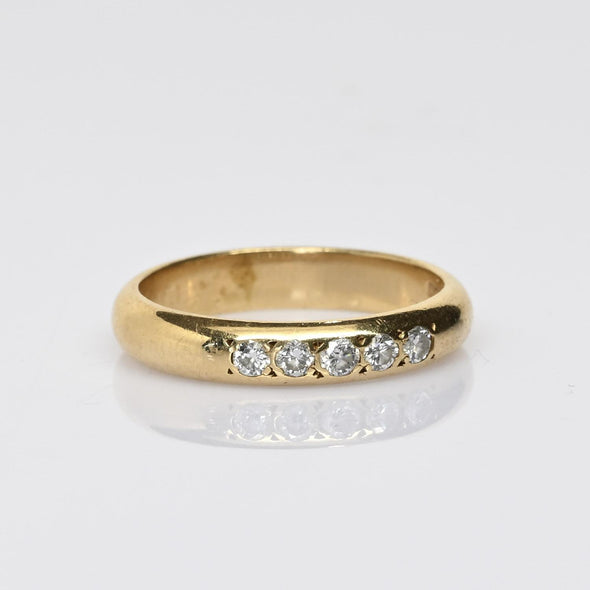 5 Diamond 3.75mm Band 14k Yellow Gold Ring