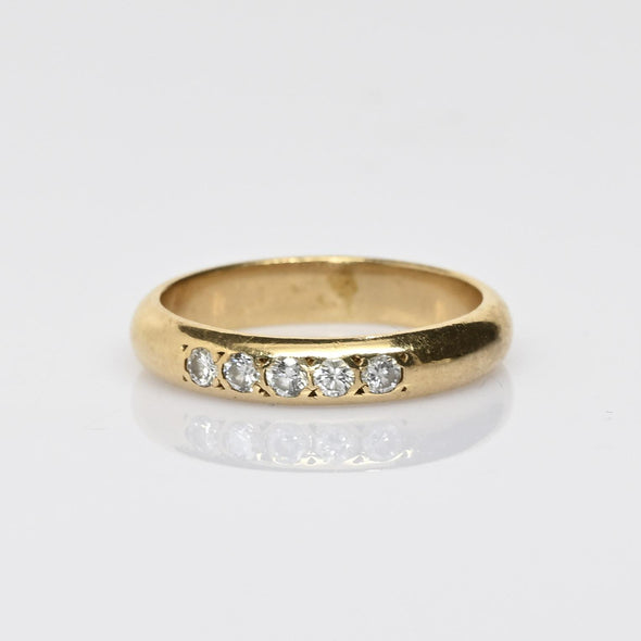 5 Diamond 3.75mm Band 14k Yellow Gold Ring