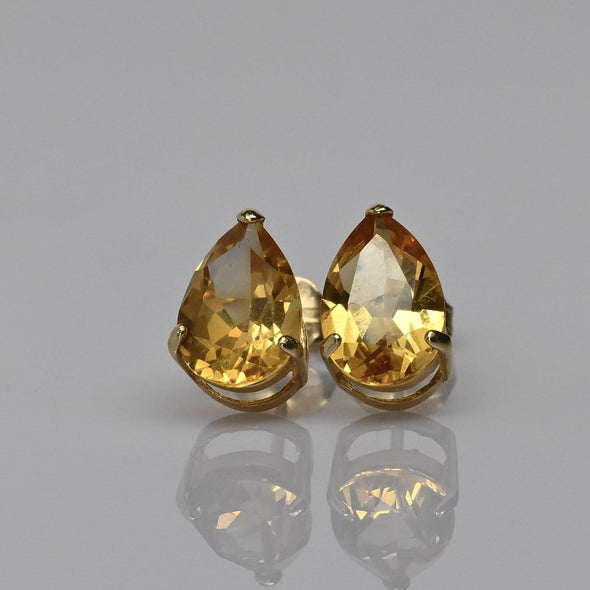 Citrine Pear 14k Yellow Gold Stud Earrings