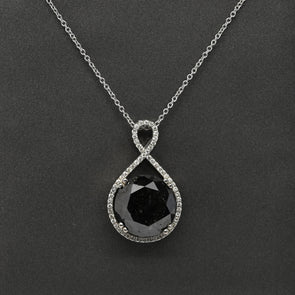 9.36cttw Black Diamond Infinity Pendant 14k White Gold Necklace