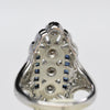 Trufili Art Deco Inspired Diamond Sapphire Shield Ring 14K White Gold