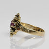 Victorian Ruby & Diamond 3 Stone North South 14K Yellow Gold Ring