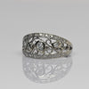 Whimsical Diamond Filigree Band 14k White Gold Ring