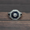 Levian Art Deco Inspired Diamond & Blue Sapphire Octagon 14k White Gold Ring