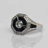 Levian Art Deco Inspired Diamond & Blue Sapphire Octagon 14k White Gold Ring