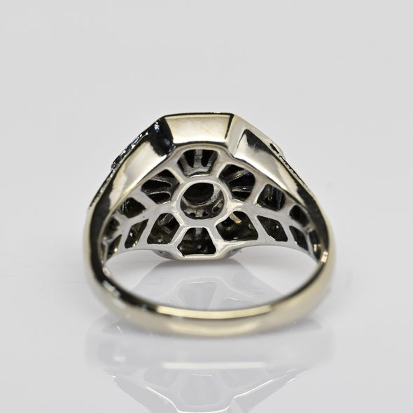 Levian Art Deco Inspired Diamond & Blue Sapphire Octagon 14k White Gold Ring