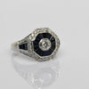 Levian Art Deco Inspired Diamond & Blue Sapphire Octagon 14k White Gold Ring