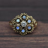 Vintage Opal and Diamond 14k Yellow Gold Cluster Ring
