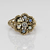 Vintage Opal and Diamond 14k Yellow Gold Cluster Ring