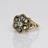 Vintage Opal and Diamond 14k Yellow Gold Cluster Ring