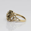 Vintage Opal and Diamond 14k Yellow Gold Cluster Ring