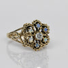 Vintage Opal and Diamond 14k Yellow Gold Cluster Ring