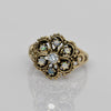 Vintage Opal and Diamond 14k Yellow Gold Cluster Ring