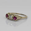 Art Deco Diamond & Ruby 3 Stone Filigree 14K White Gold Ring