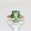 Vintage Green Glass Modified Radiant Cut 10k Gold Ring