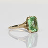 Vintage Green Glass Modified Radiant Cut 10k Gold Ring