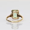 Vintage Green Glass Modified Radiant Cut 10k Gold Ring