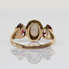 Vintage Opal w Pearl Halo Ruby Oval "Three Stone" Gold Ring
