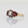 Vintage Opal w Pearl Halo Ruby Oval "Three Stone" Gold Ring