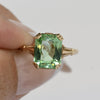 Vintage Green Glass Modified Radiant Cut 10k Gold Ring