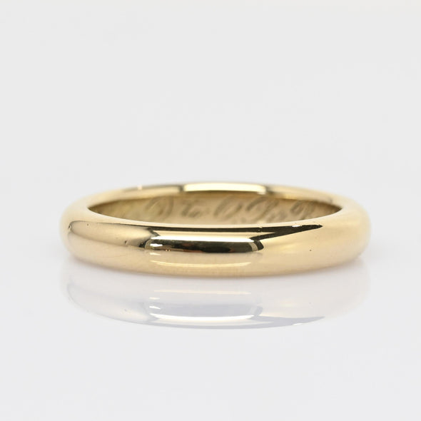 1913 Antique 3.75mm Wedding Band 14K Yellow Gold Ring Dated 10-1-13