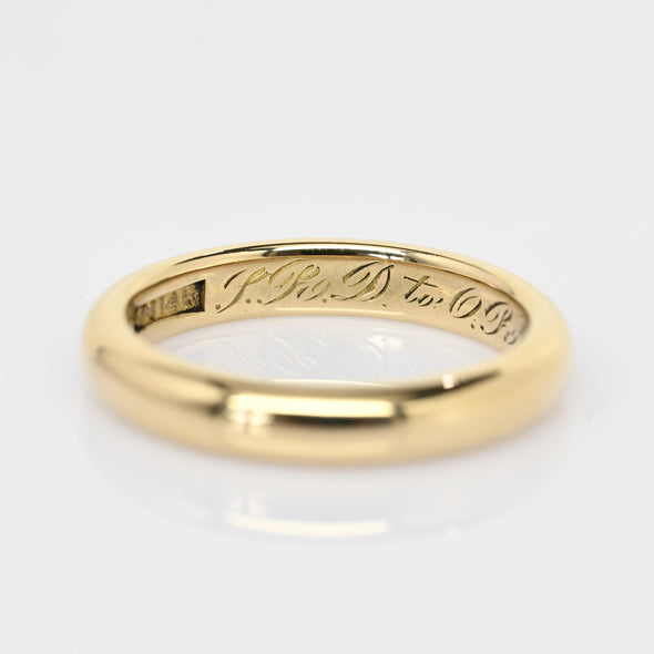 1913 Antique 3.75mm Wedding Band 14K Yellow Gold Ring Dated 10-1-13