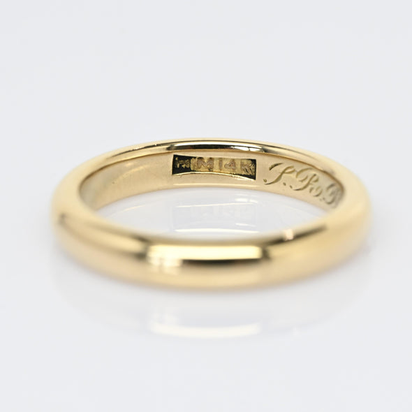 1913 Antique 3.75mm Wedding Band 14K Yellow Gold Ring Dated 10-1-13