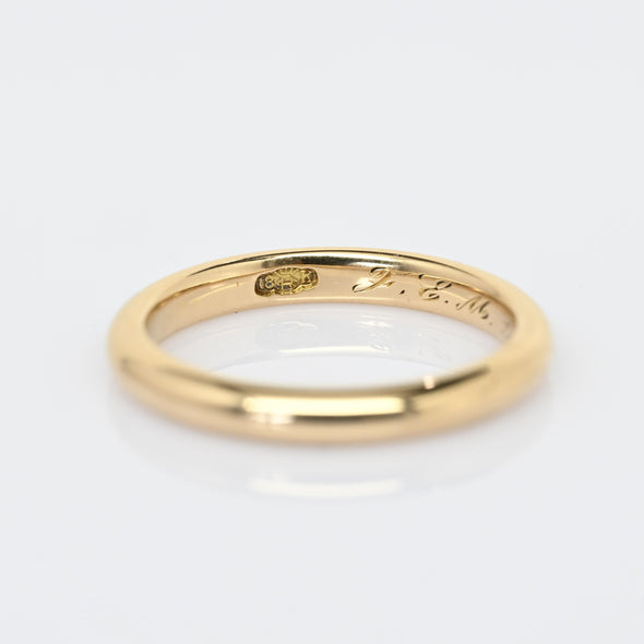 1920 Antique 3mm Wedding Band 18K Yellow Gold Ring Dated 9-14-20