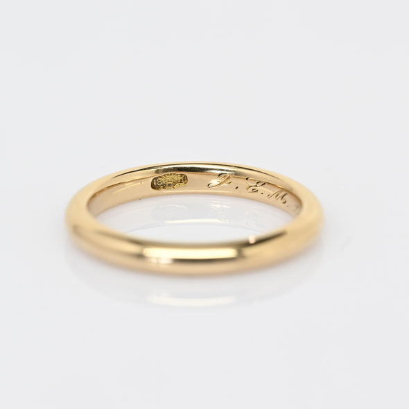 1920 Antique 3mm Wedding Band 18K Yellow Gold Ring Dated 9-14-20