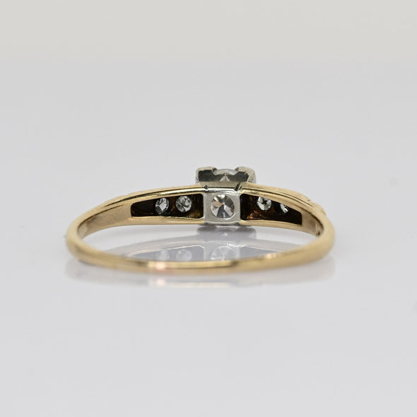 Retro 1/2ctw Old Euro Cut Diamond Solitaire Yellow Gold Vintage Engagement Ring