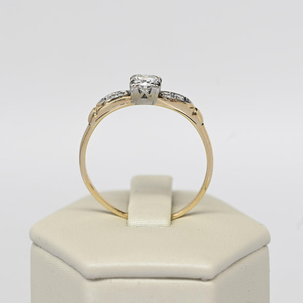 Retro 1/2ctw Old Euro Cut Diamond Solitaire Yellow Gold Vintage Engagement Ring